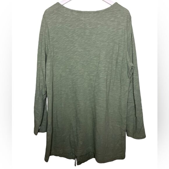 Soft Surroundings Offshore Tunic Top Lagenlook Asymmetrical Buttons Green XL - Picture 5 of 5